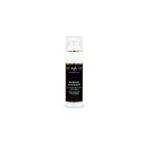 Weiße Tube (25 ml) mit goldfarbenen Akzenten, schwarzem Etikett mit Aufschrift „NFK Belebende Augencreme“, als Augencreme-Produkt auf weißem Hintergrund