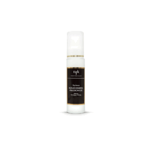NFK Konzentriertes Hyaluronsäure Gel in einer weißen Flasche (50 ml), mit weißem Pumpspender und schwarzem Etikett, vor weißem Hintergrund.